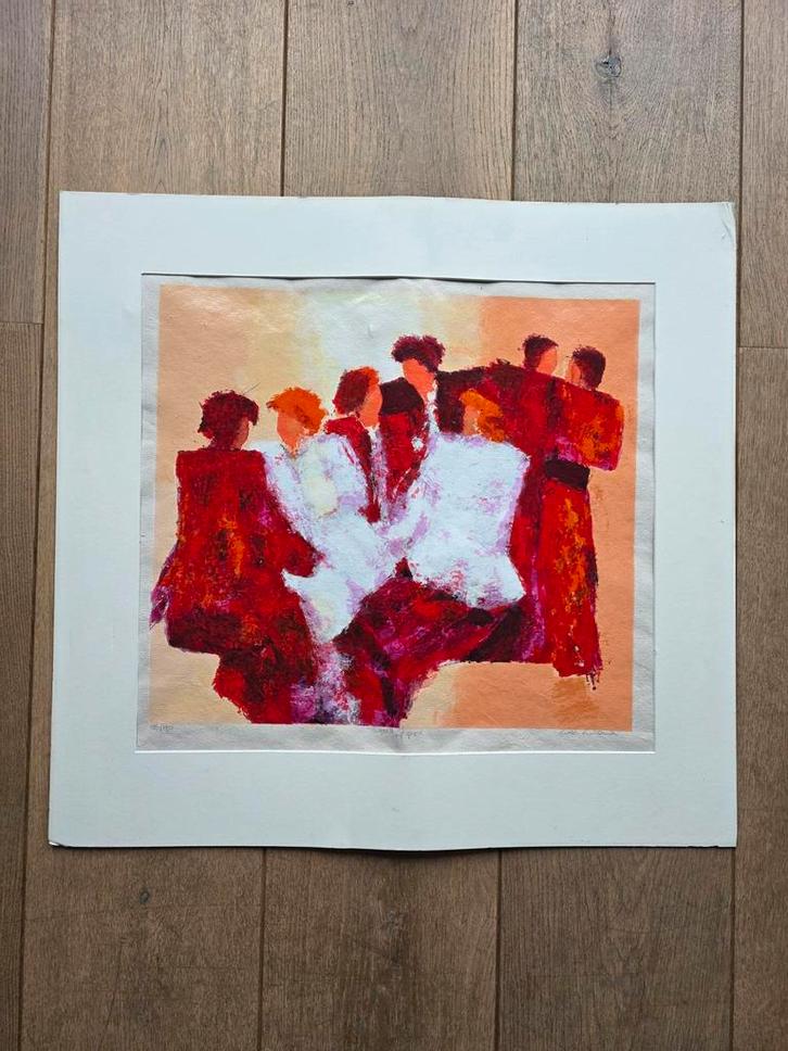 Wil Willemsen - 'Goed Gesprek' Zeefdruk (136/190), Antiek en Kunst, Kunst | Litho's en Zeefdrukken, Ophalen