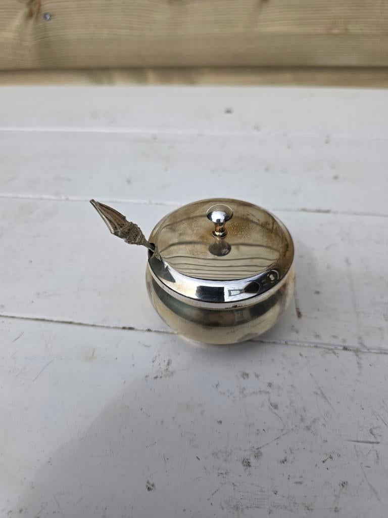 Antieke zilveren suikerpot met lepel, Antiek en Kunst, Antiek | Goud en Zilver, Ophalen of Verzenden