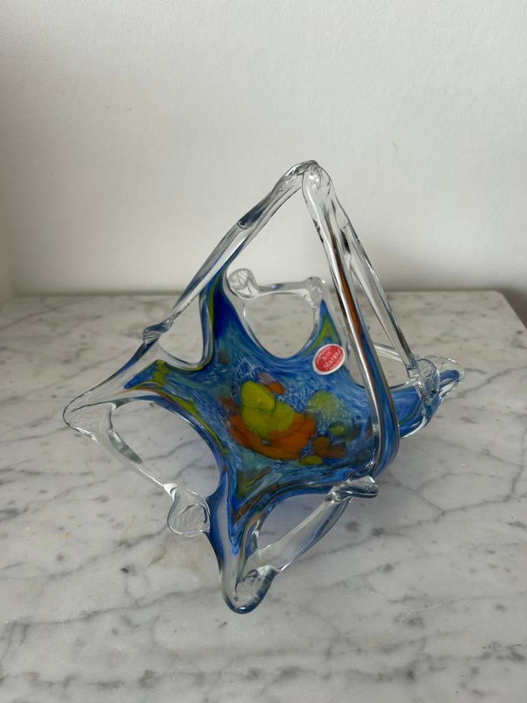 Murano glazen mandje Italian made, Antiek en Kunst, Antiek | Glas en Kristal, Ophalen of Verzenden