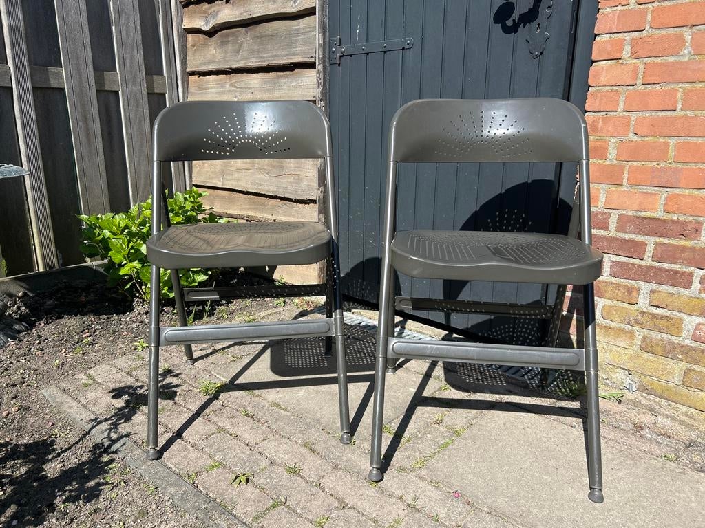 2x IKEA Frode klapstoelen grijs, Huis en Inrichting, Stoelen, Ophalen, Gebruikt, Twee, Metaal