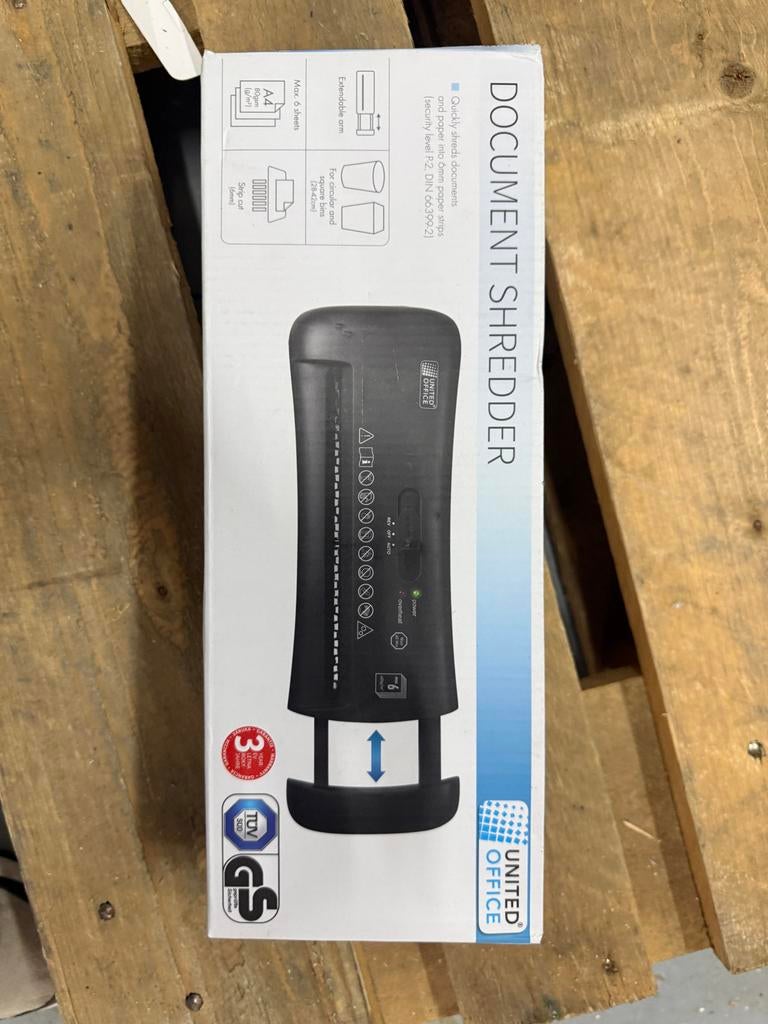 UNITED OFFICE Document Shredder P2 - Nieuw in doos, Ophalen of Verzenden