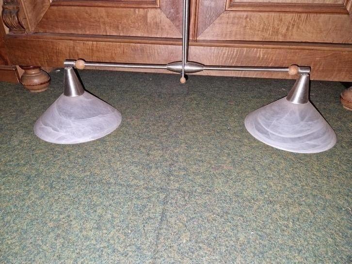 Steinhauer dubbele hanglamp eethoek, Ophalen, Gebruikt, Glas