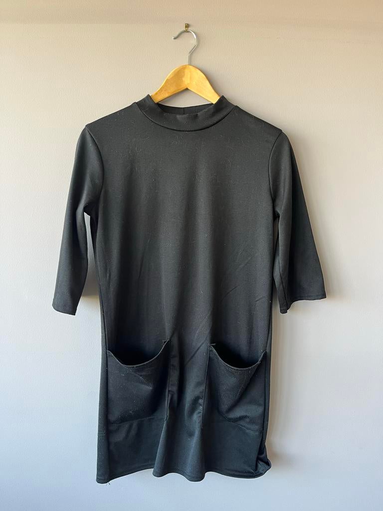 Zwart Boohoo jurkje met zakken - Maat 36, Kleding | Dames, Zwart, Ophalen of Verzenden, Maat 36 (S), Gedragen