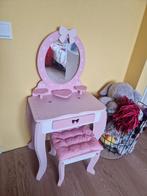 Roze make-up/kaptafel voor kinderen met krukje, Ophalen of Verzenden, Zo goed als nieuw, Tafel