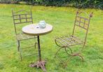 Leuke bistroset, zwaar metaal, gietijzer, Tuin en Terras, Ophalen of Verzenden, Overige materialen, 2 zitplaatsen