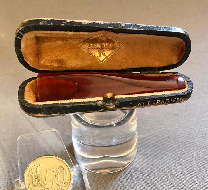 Sigarenpijp Barnsteen / Amber, 7,2 cm, merk 'RK Premier', Verzamelen, Rookartikelen, Aanstekers en Luciferdoosjes, Gebruikt, (Water)pijp