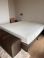 Boxspring met matras, kingsize, Gebruikt, Bruin, Tweepersoons, Ophalen of Verzenden