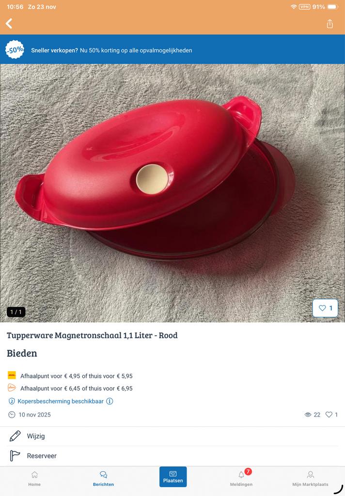 Tupperware magnetron/serveerschaal, Ophalen of Verzenden, Gebruikt, Blauw, Schaal