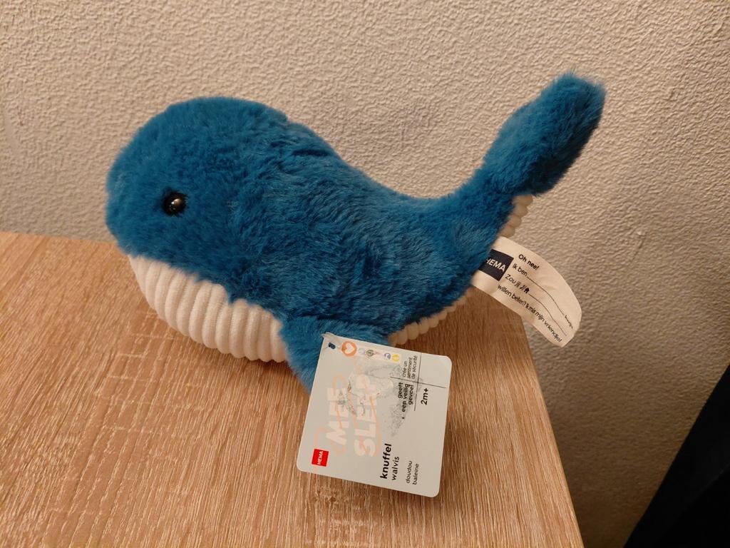 HEMA Walvis Meesleepknuffel - nieuw, Hema, Overige typen, Blauw, Middelgroot (20 tot 80 cm)