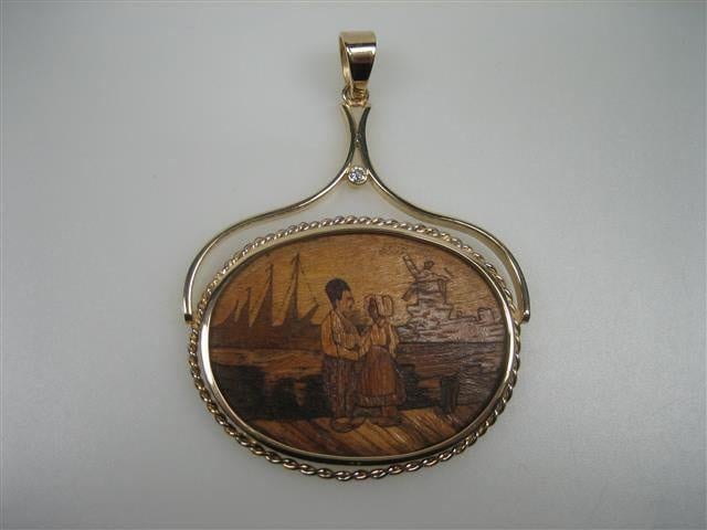 Antieke Friese hanger met Briljant ca. 1845, Verzenden, Goud, Hanger, Met edelsteen