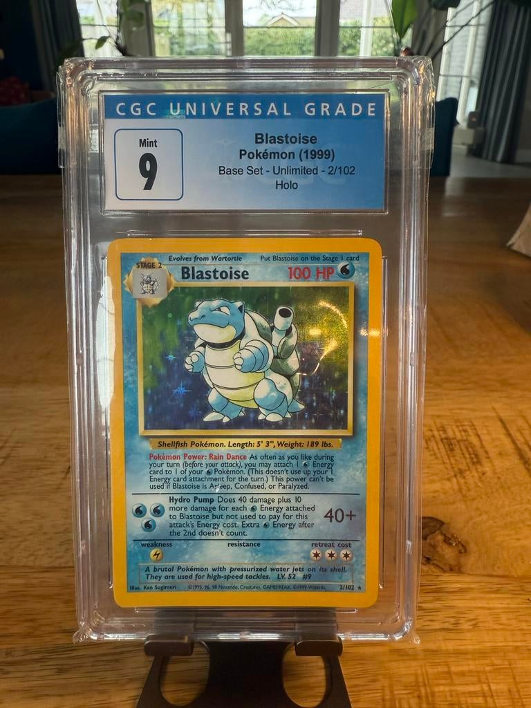 Blastoise 2/102 - Base Set - CGC 9 Mint, Hobby en Vrije tijd, Verzamelkaartspellen | Pokémon, Zo goed als nieuw, Losse kaart, Foil