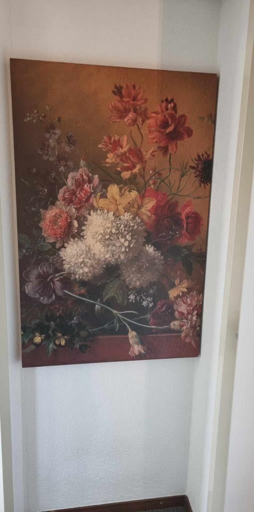 Groot bloemen schilderij op canvas, Antiek en Kunst, Ophalen