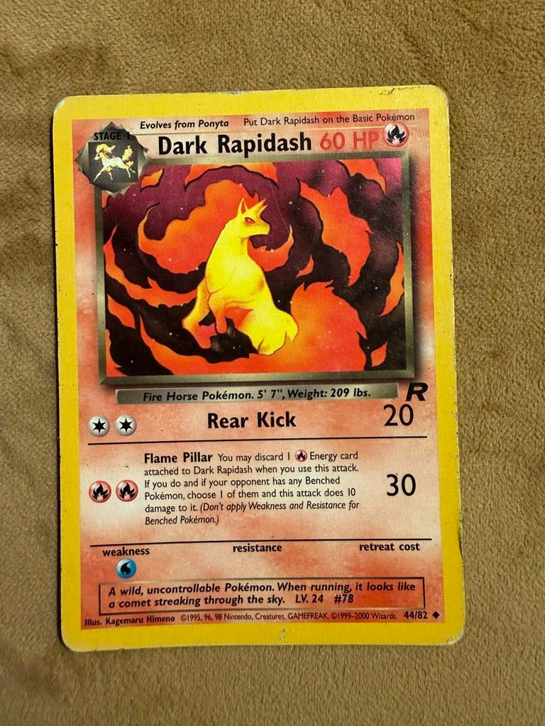 Dark Rapidash Team Rocket Pokémon Kaart (44/82), Ophalen of Verzenden, Gebruikt, Losse kaart