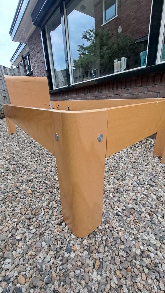 Auping Auronde Beuken Bed ombouw  Hoog Model Poten 48 cm, Ophalen, Gebruikt, Beige, Tweepersoons