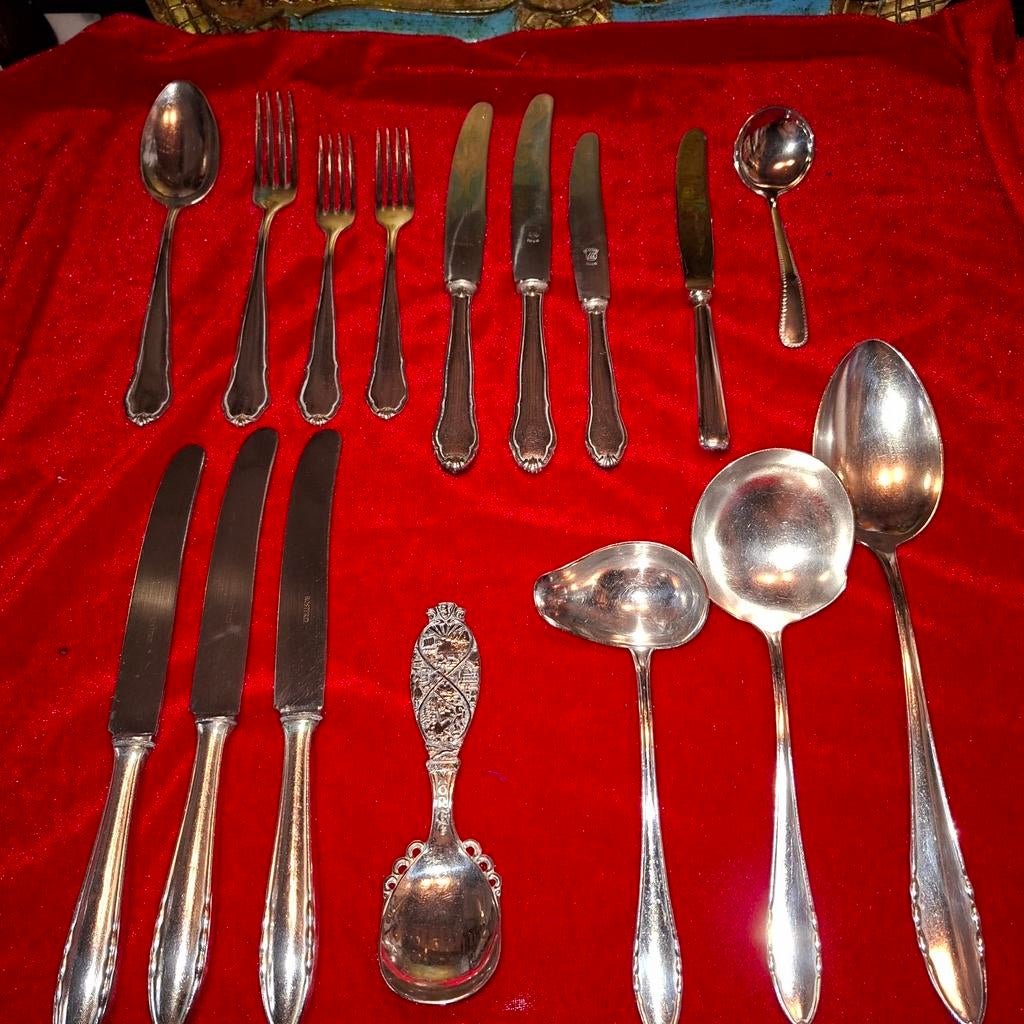 Verzilverd Bestek en Zilveren Lepel - Scandinavisch Design, Antiek en Kunst, Antiek | Bestek, Ophalen of Verzenden