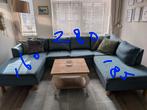 Mooie Blauwe U bank bekleding is voorzien van rits, Huis en Inrichting, Banken | Complete zithoeken, Ophalen of Verzenden, Gebruikt