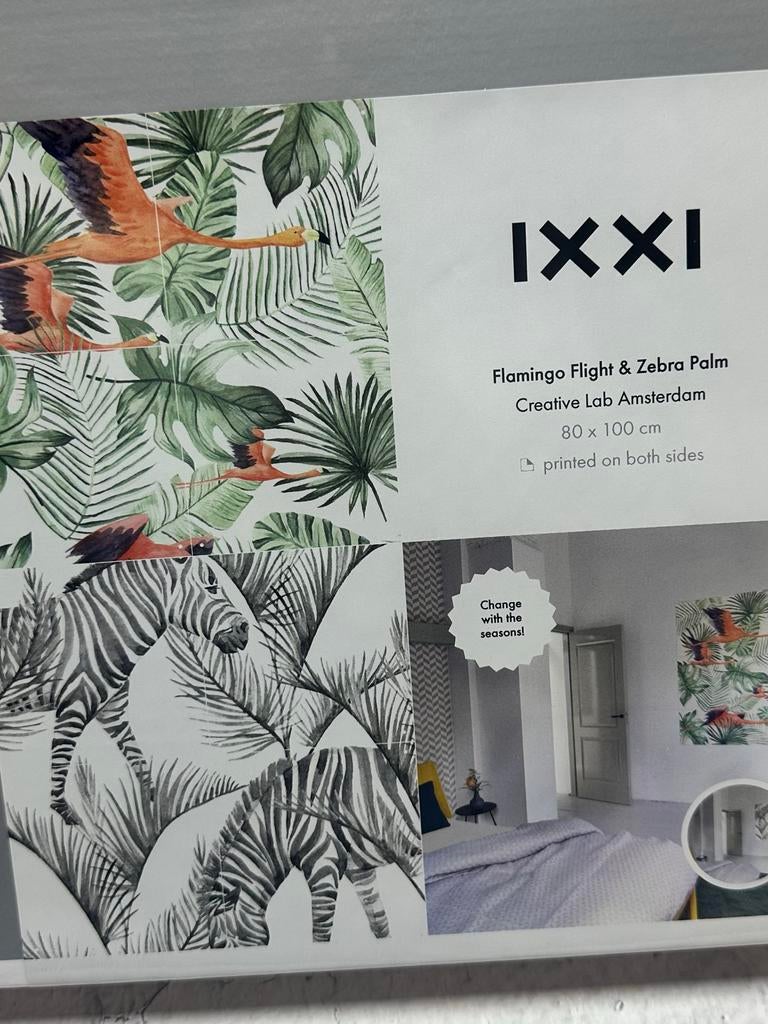 IXXI Wanddecoratie Flamingo Flight & Zebra Palm Dubbelzijdig, Huis en Inrichting, Woonaccessoires | Wanddecoraties, Nieuw, Ophalen of Verzenden