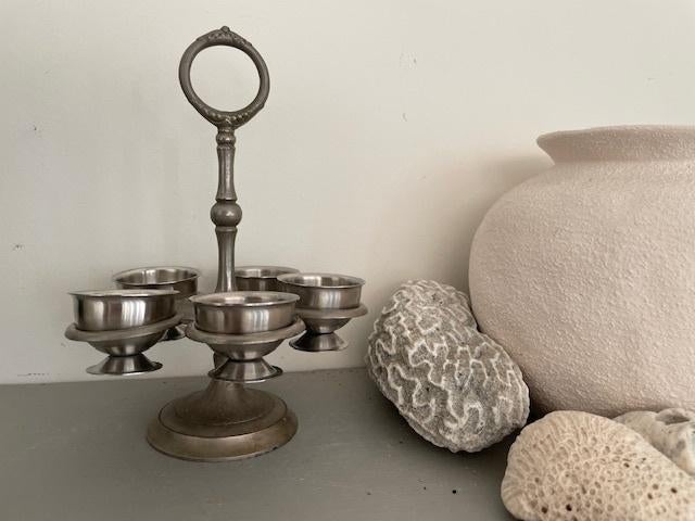 Vintage caroussel 5 eierdopjes eierhouder. Art Nouveau., Ophalen