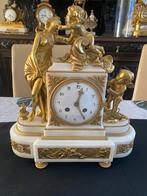 zware bronzen met wit marmer pendule, Ophalen of Verzenden