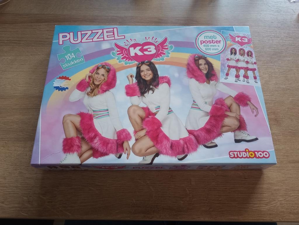 K3 Puzzel met 104 stukjes, Ophalen of Verzenden, Minder dan 500 stukjes, Gebruikt, Legpuzzel