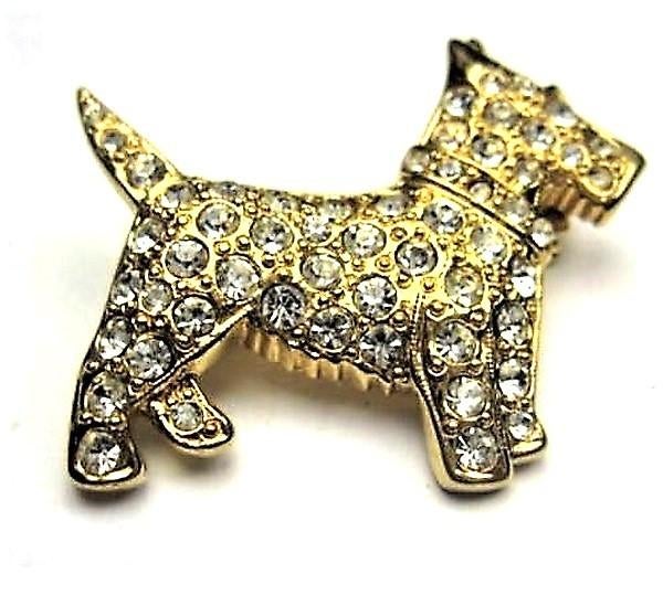 1928 Jewelry Prachtige vintage Schotse Terriër broche (4772), Ophalen, Zo goed als nieuw, Goud, Overige materialen