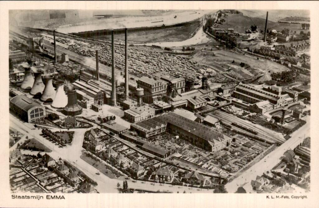 Staatsmijn EMMA - Luchtfoto, Verzamelen, Ophalen of Verzenden, 1920 tot 1940, Ongelopen, Limburg