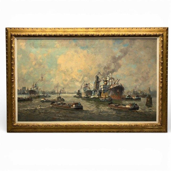 Johannes Petrus Molenaar (1914-1989) Op de Maas, Antiek en Kunst, Kunst | Schilderijen | Klassiek, Ophalen of Verzenden