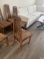 8 Stijlvolle Notenhouten Stoelen - Massief Hout, Gebruikt, Bruin, Ophalen of Verzenden, Vijf, Zes of meer stoelen