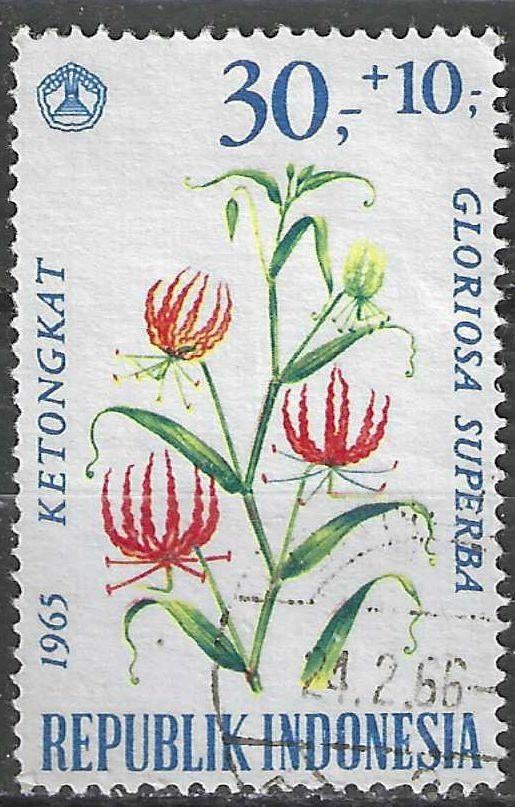 Indonesie 1965 - Yvert 432 - Gloriosa Superba (ST), Verzenden, Gestempeld, Zuidoost-Azië