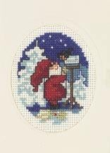 Borduurpakket Kerstkaart kerstman bij vogelhuisje 9272, Geen, Geen, Nieuw, Ophalen of Verzenden