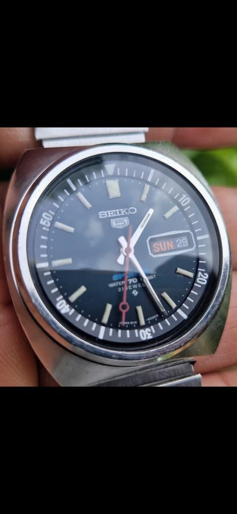 SEIKO 5  AUTOMATIC SPORTS 6119-6023 UIT APRIL 1972, Sieraden, Tassen en Uiterlijk, Horloges | Heren, Gebruikt, Staal, Polshorloge