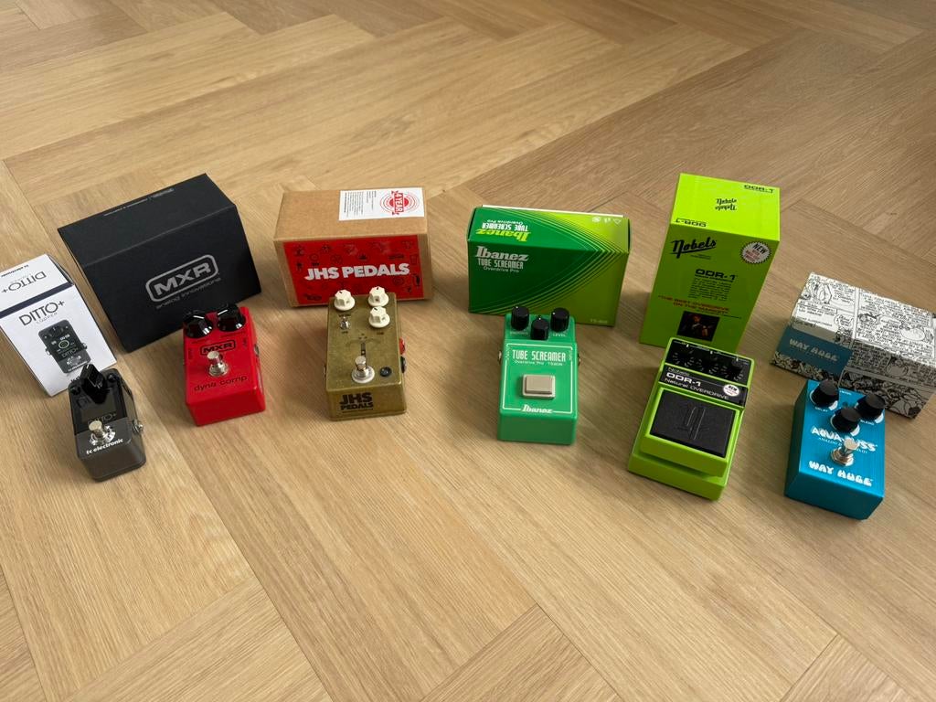 Gitaarpedalen set TS808, JHS, MXR, Nobels, Ditto, Ophalen, Zo goed als nieuw, Minder dan 50 watt