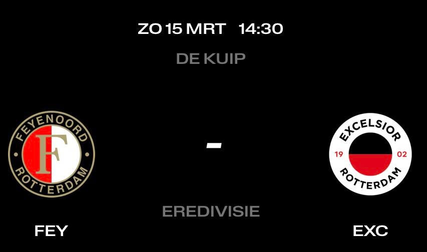 2 tickets Feyenoord - Excelsior vak DD, Tickets en Kaartjes, Losse kaart, Twee personen, Maart