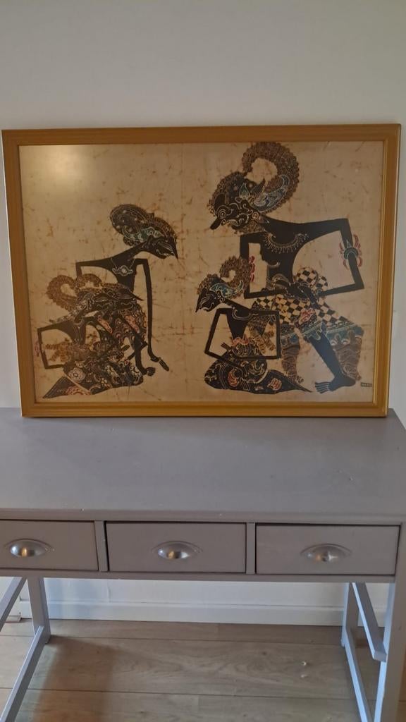 Indonesisch schilderij, Ophalen, 200 cm of meer, Zo goed als nieuw, 25 tot 50 cm