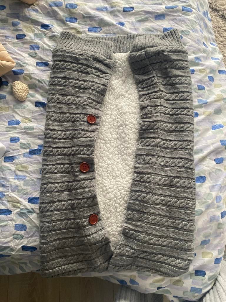 Grijze gebreide baby slaapzak met teddy voering, Ophalen, Gebruikt, 70 tot 85 cm, Slaapzak