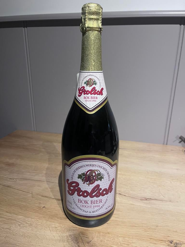 Grolsch Bokbier 1,5 ltr fles, Verzamelen, Biermerken, Ophalen of Verzenden, Flesje(s), Grolsch