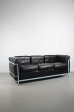 Cassina Le Corbusier bank LC2 3-zits Zwart leer – Grijs, Niet ingevuld, Minder dan 75 cm, 150 tot 200 cm, Niet ingevuld