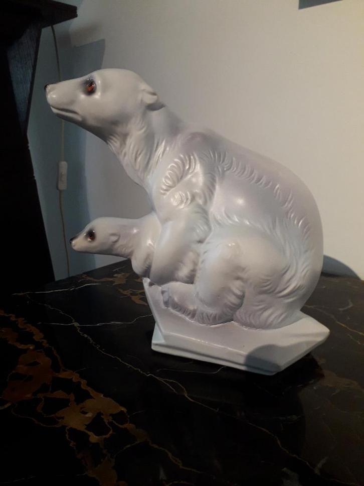 DUBBEL IJSBEREN BEELD van JEMA HOLLAND uit de 50e JAREN, Antiek en Kunst, Antiek | Keramiek en Aardewerk, Ophalen of Verzenden