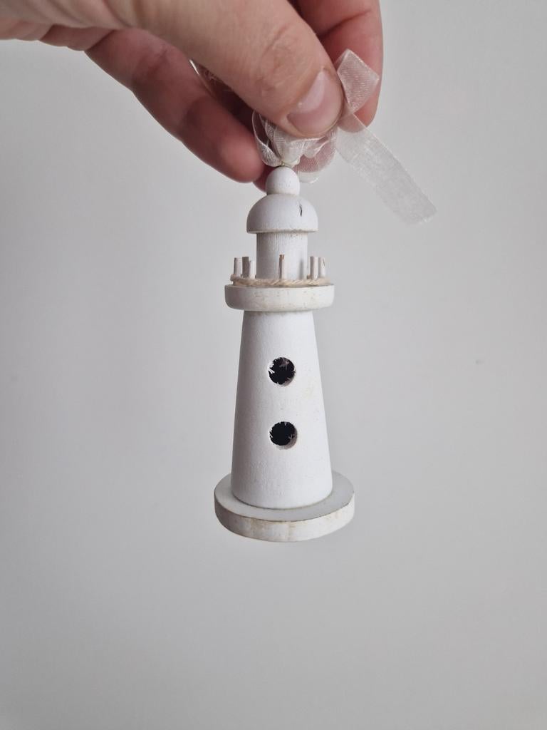 Kersthanger vuurtoren brocante nieuw wit hanger, Diversen, Kerst, Ophalen of Verzenden, Nieuw
