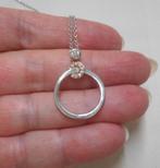 Zilveren verstelbare ketting met bicolor hanger nr.272, Sieraden, Tassen en Uiterlijk, Kettingen, Verstelbaar, Verzenden, Zo goed als nieuw