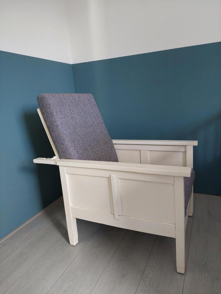 Houten fauteuil, Ophalen, Gebruikt, 75 tot 100 cm, Stof