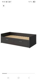 Ikea brimnes bed met 2 laden, Huis en Inrichting, Slaapkamer | Bedden, Zwart, Tweepersoons, Zo goed als nieuw, 200 cm