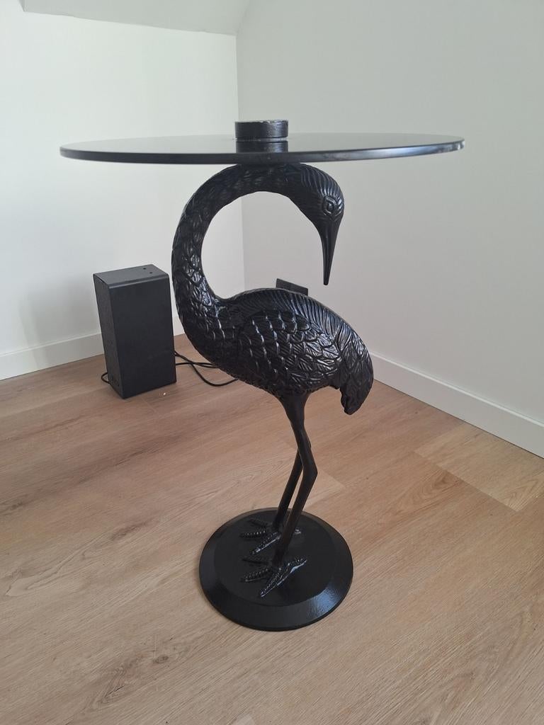 Dutchbone crane bijzettafel zwart, Huis en Inrichting, Tafels | Bijzettafels, Ophalen, Minder dan 55 cm, Gebruikt, Metaal of Aluminium