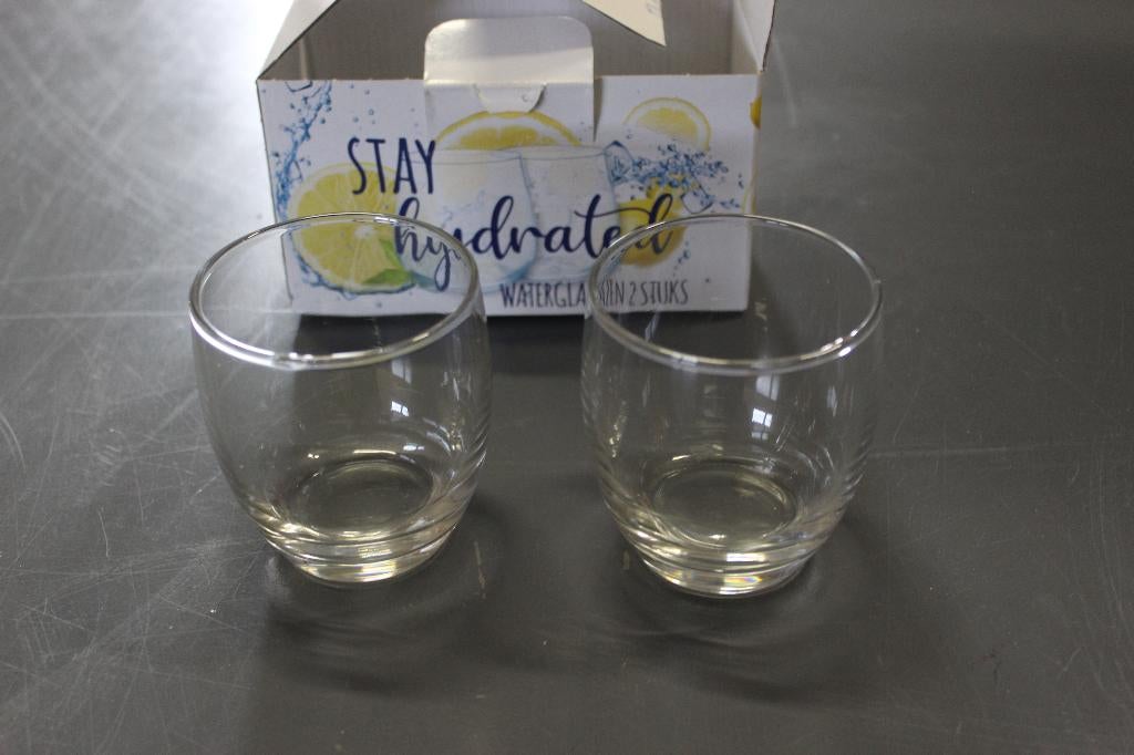 2 waterglazen, Glas of Glazen, Nieuw, Ophalen of Verzenden, Glas
