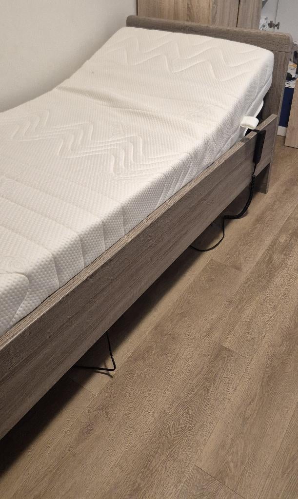 Elektrisch ledikant 90cm x 200cm, Ophalen, 90 cm, Eenpersoons, Bruin