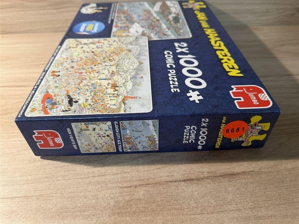 Jan van Haasteren - elfstedentocht - nieuwjaarsduik - 2in1 -, Ophalen of Verzenden, 500 t/m 1500 stukjes, Zo goed als nieuw