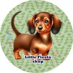 L1613 icing luxe teckel hond 18cm eetbare taart print, Ophalen of Verzenden, Nieuw, Taarten, Versiering