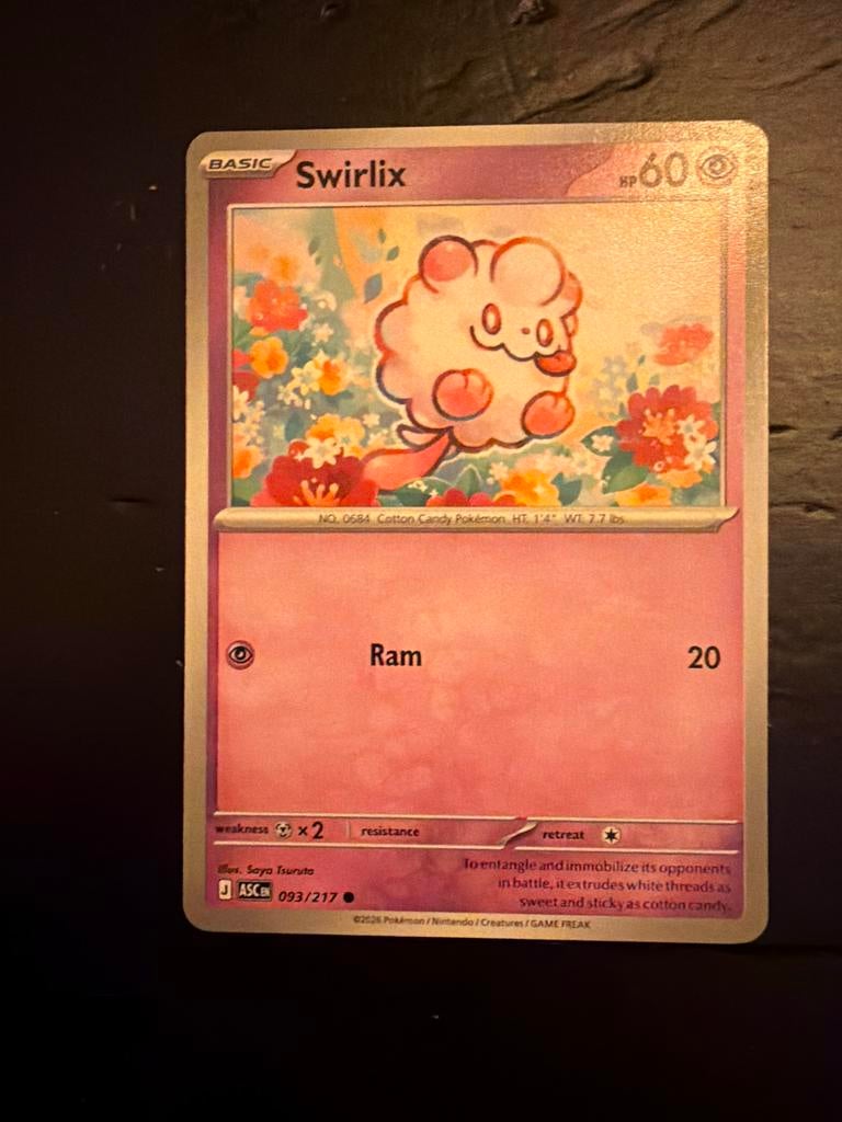 Swirlix 093/217 - ASCER Pokémonkaart, Ophalen of Verzenden, Zo goed als nieuw, Losse kaart