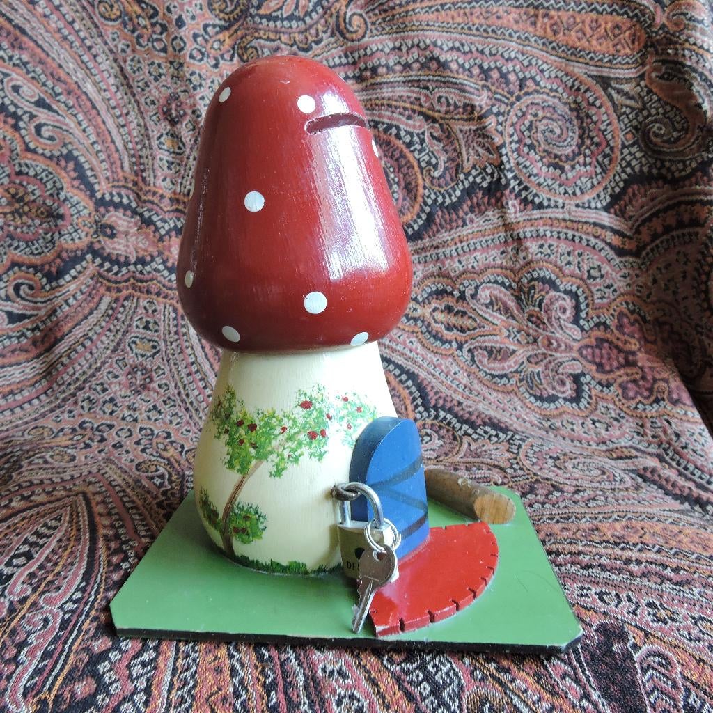 Houten spaarpot paddenstoel, Ophalen of Verzenden, Zo goed als nieuw, Hout, Overige thema's