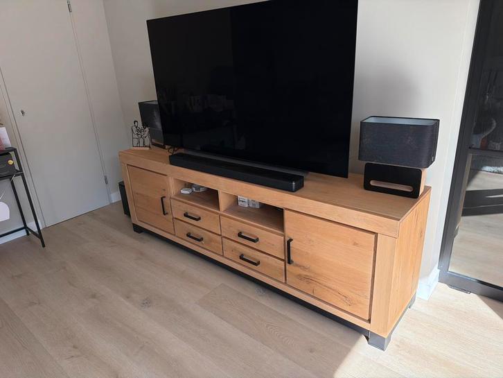 Tv meubel de Bommel meubelen - Robuust eikenhout, Huis en Inrichting, Kasten | Televisiemeubels, Gebruikt, Minder dan 100 cm, 25 tot 50 cm
